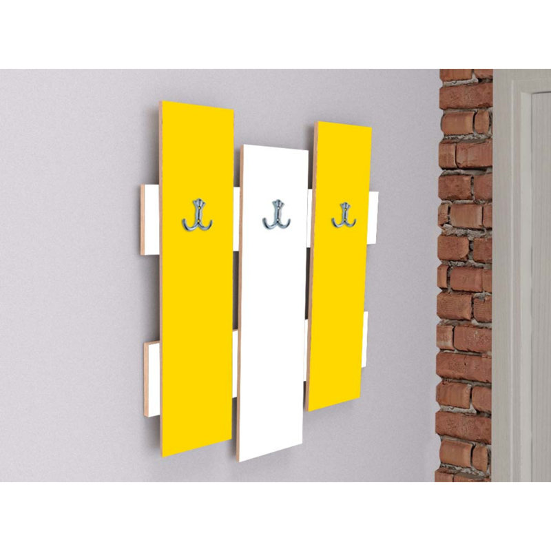 Portemanteaux mural Ilasha, Jaune/blanc