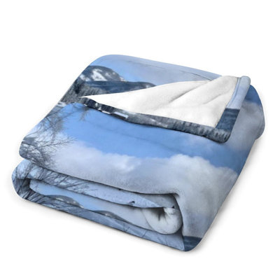 Jeté en flanelle de luxe Snowy Lake