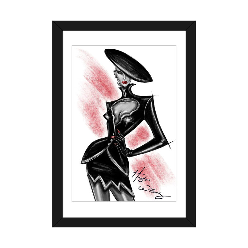 Femme fatale, Noir, Papier à cadre ouvert avec passe-partout, H 24 po x l 16 po