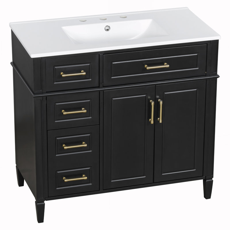 Meuble-lavabo de salle de bain avec lavabo, Black