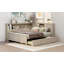 Lit de jour en bois pleine grandeur avec tablettes de rangement et lit gigogne, lait blanc antique
