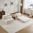 Compression Mahjong Sofa,Convertible Floor Sofa Bed,DIY Boneless Modular Sectional Sofa,No Assembly Required,Circle Fleece Fabric,Oversized 2 Seater With 2 Pillows,White-701924984