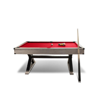 Modern 7ft Billiard Table Set, Industrial X-Leg Design with Complete Accessories for Game Room, Apartment, or Office