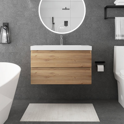 Meuble-lavabo mural simple 36 po avec plateau en résine