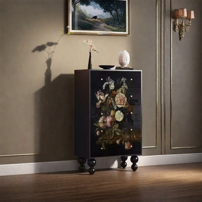 Walnut Storage Cabinet with 5 Drawers