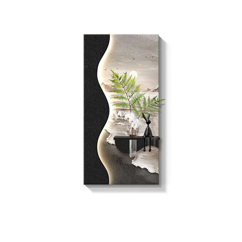 Art mural noir en grès, H 39,37 po x l 19,69 po