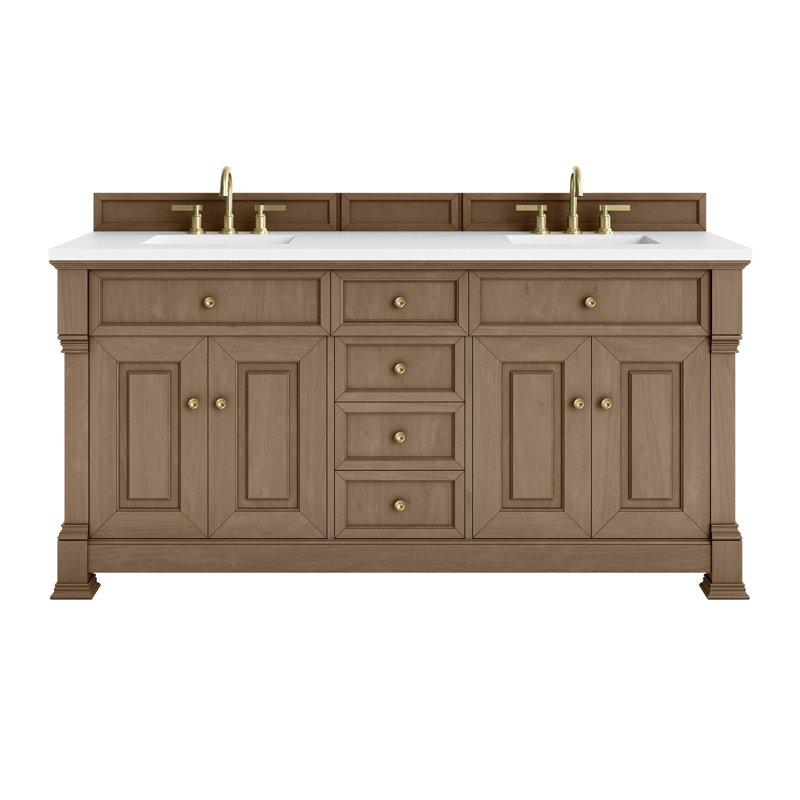 Brookfield 71.75'' W Double Bathroom Vanity Base, Pecan
