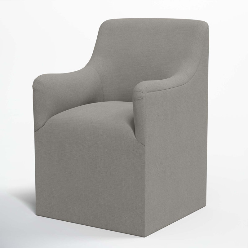 Chaise avec accoudoirs à dossier rembourré Howth, Lin classique gris