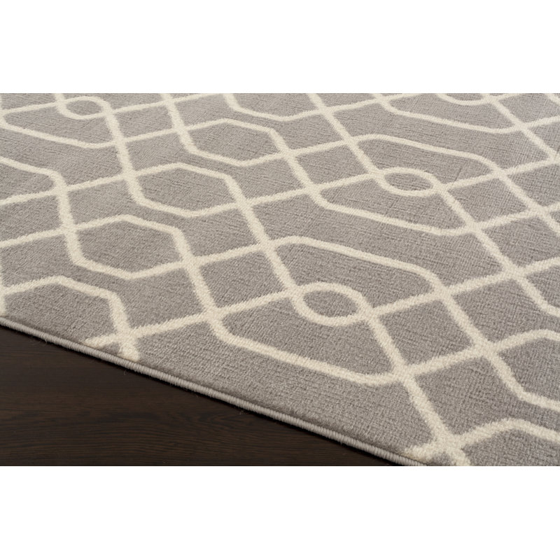 Tapis argenté / crème Pullins, Rectangle 5 pi x 7 pi