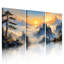 Paysage de montagne coucher de soleil sur toile tendue, reproduction de peinture à l'huile (ensemble de 3)-118674846