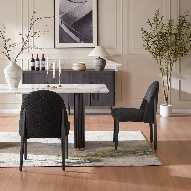 Chaises de salle à manger rembourrées 2 pièces, 2 pièces, Noir