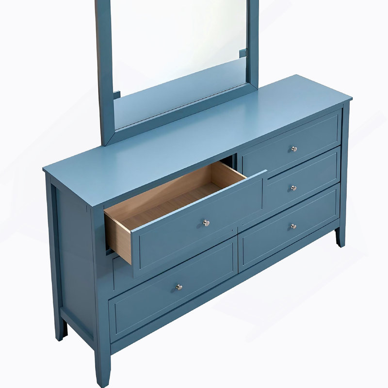 Commode 6 tiroirs Woonden, Bleu sarcelle
