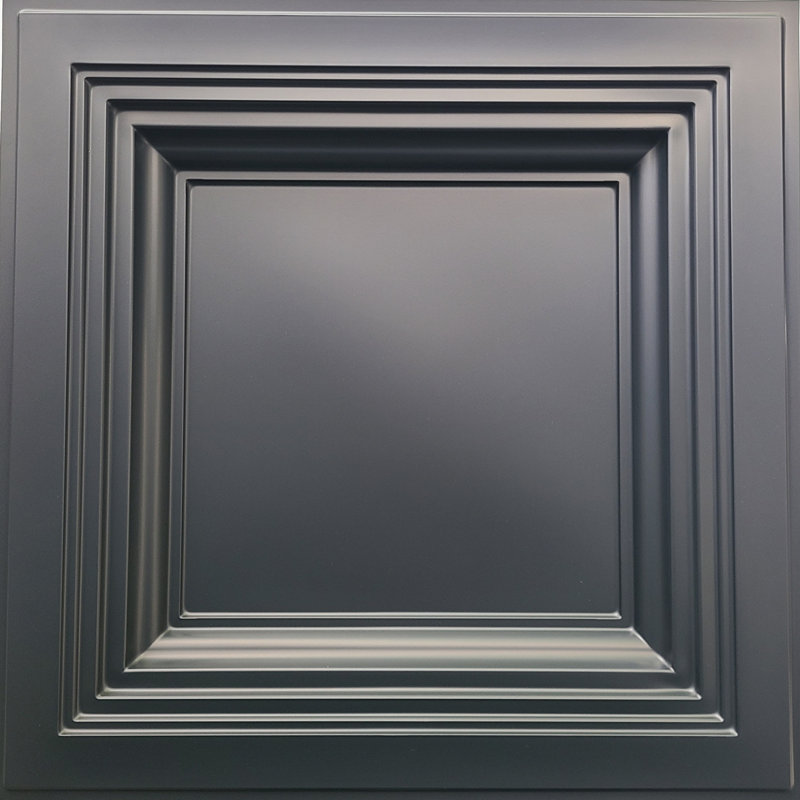 24'' L x 24'' W Coffered PVC Drop-In Ceiling Tile, Black
