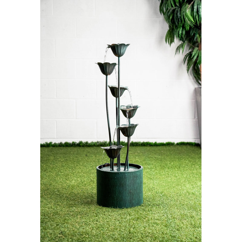 Outdoor Metal Weather Resistant Cascade Fountain with Lights