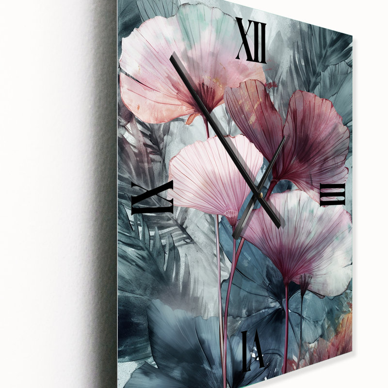Jalesha - Horloge murale surdimensionnée à feuilles florales, H 28 po x l 12 po x P 1 po