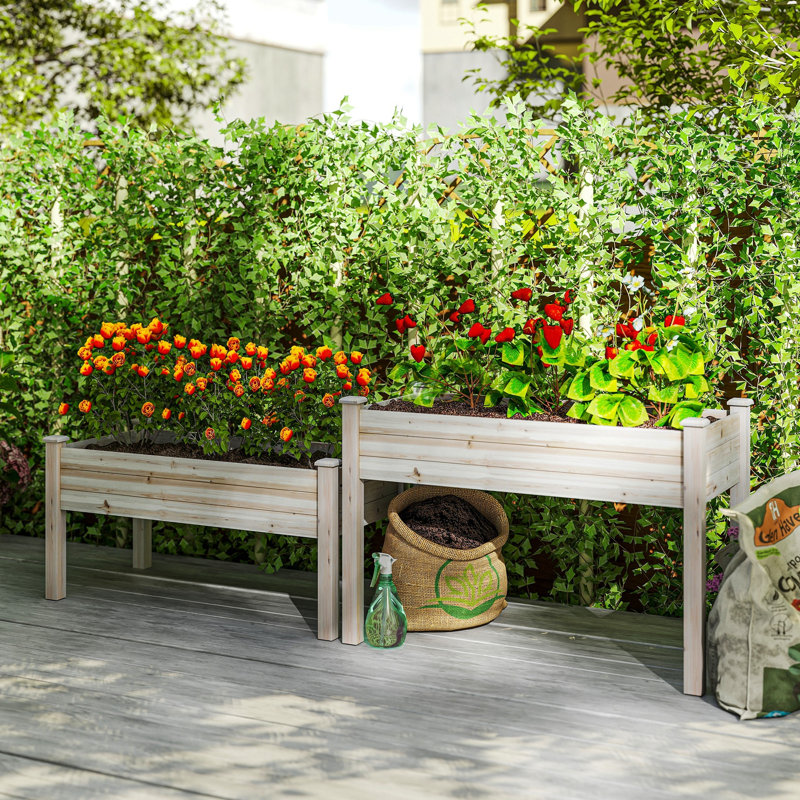 Jardinières surélevées à deux niveaux, bois aggloméré, lit de jardin surélevé rustique