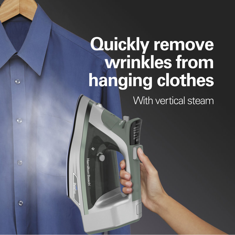 Durathon Silver and Green Digital Nonstick Iron with Retractable Cord