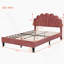 Lit plateforme tapissier avec tête de lit en velours à motif floral-80904940