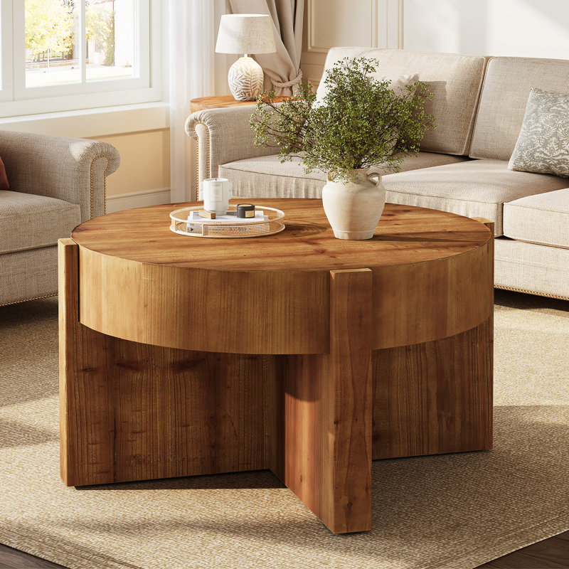 Solid Wood Pedestal Coffee Table