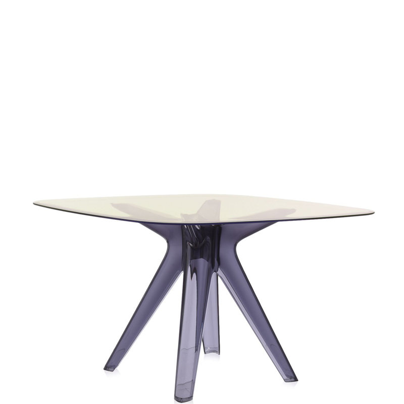 Sir Gio Square Glass Dining Table, Transparent, Yellow