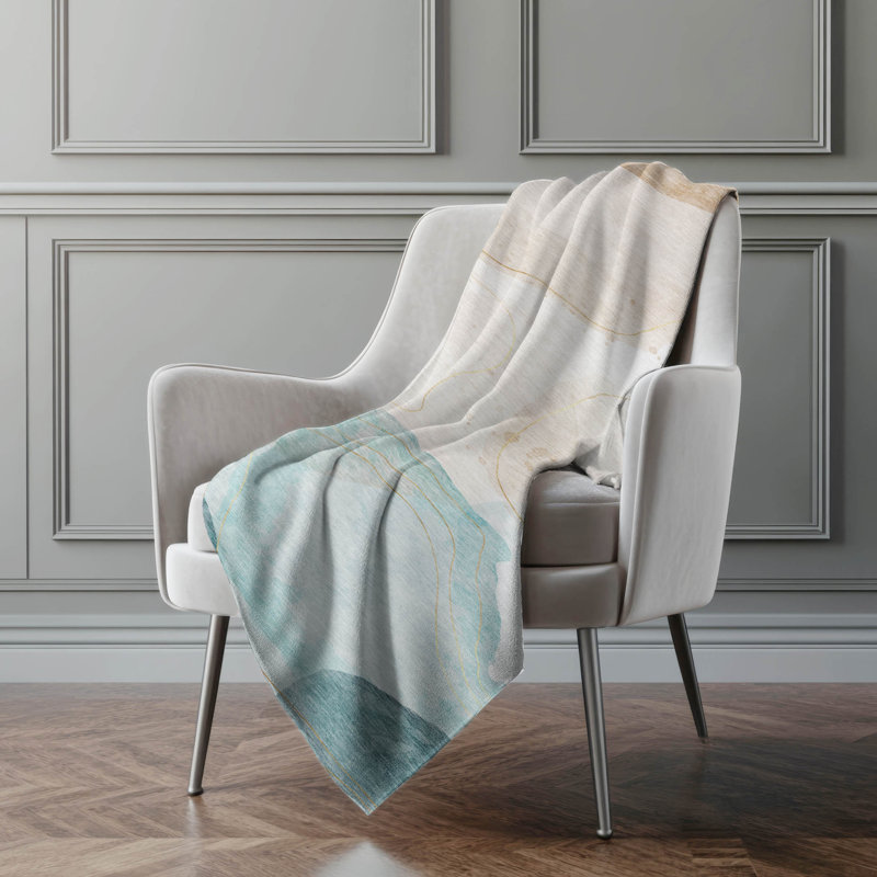 Jeté en sherpa floral Addison, Beige / abstrait