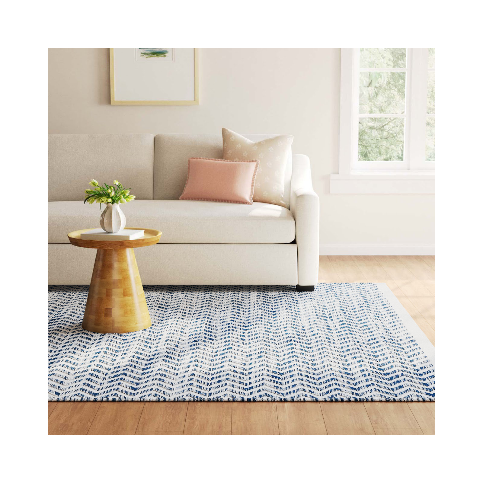 Coastal Blue Handwoven Indoor/Outdoor Rug, Rectangle 3' x 5'