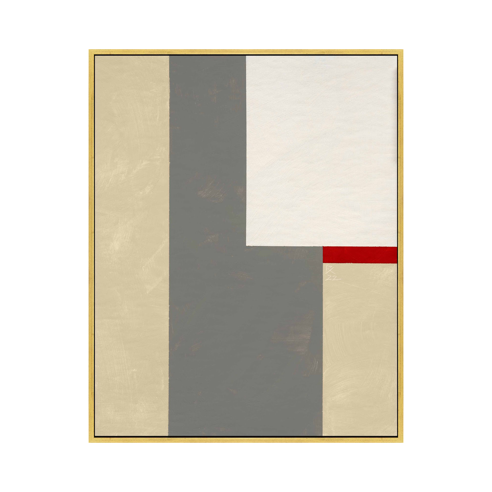 Slice Of Red 2 by Robert Kamnatnik, 20" H x 16" W x 1.38" D, Gold Framed Canvas