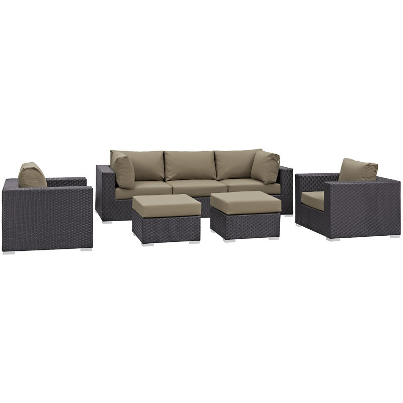 Bocabec Synthetic Rattan Outdoor Patio Sectional Set (7 Piece Set) by Havenside Home, Espresso Mocha