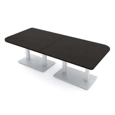 Table de conférence en forme de duo avec double base en métal