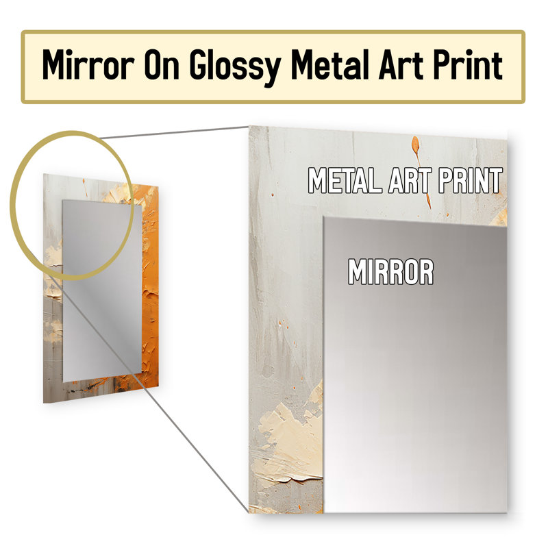 Or orange, désert, mirage, spirale III - miroir abstrait en spirale, 32 po x 24 po