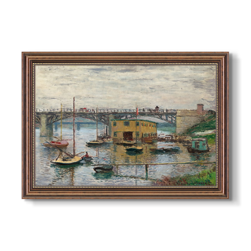Pont à Argenteuil un jour gris, v. 1876-Claude Monet-Toile encadrée sur mesure, 16 po x 22 po, Toile avec cadre