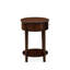 Ensemble de 3 plateformes en bois pour chambre avec cadre de lit grand capitonné et 2 tables de chevet acajou antique - Cuir brun foncé avec texture noire et pieds noirs-1471686111-1471686110