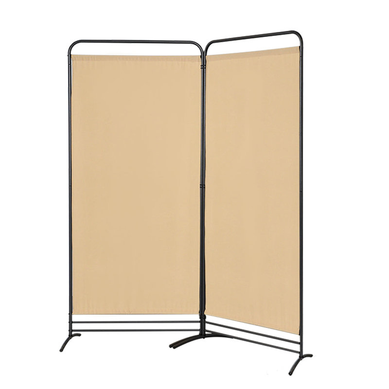 162cm W x 180cm H 2 - Panel Metal Folding Room Divider, Beige