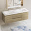 Meuble-lavabo mural de 152 cm avec lavabo double, armoire en mélamine gris cendré, comptoir en pierre artificielle blanche lustrée-15449546-15449551
