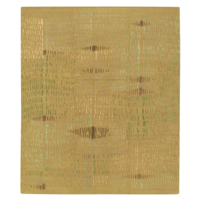 Prati Abstract Area Rug in Gold/Green