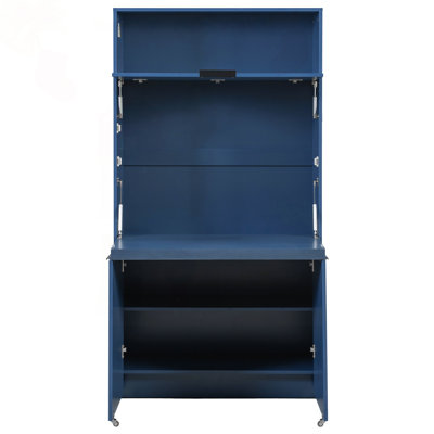 Buffet multifonctionnel avec huche et poste de travail pliable