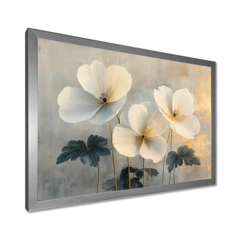 Geraniums Pure Form Minimalisme III - Geraniums, reproduction sur toile encadrée, H 24 po x l 32 po, Cadre simple