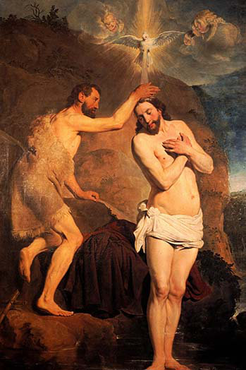 « baptème de christ » par pieter de grebber-impression d’art graphique sans cadre, H 36 po x l 24 po x P 1,5 po