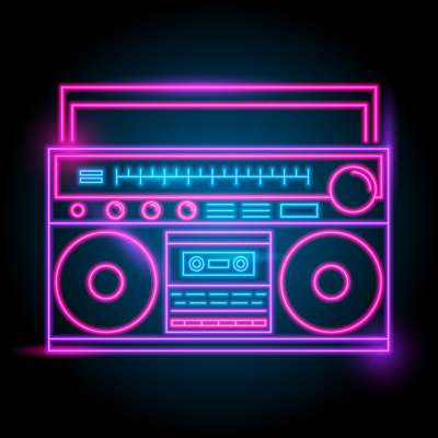 Neon Radio - Wrapped Canvas Print