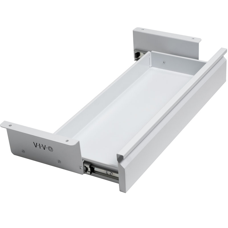 VIVO Black Space Saving 22" Pull Out Under Desk Storage Drawer without Shell, White