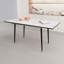 Table de salle à manger extensible de 47 po à 63 po, lueur de marbre blanc, industrielle moderne pour la cuisine et la salle à manger, avec pieds en métal noir conique