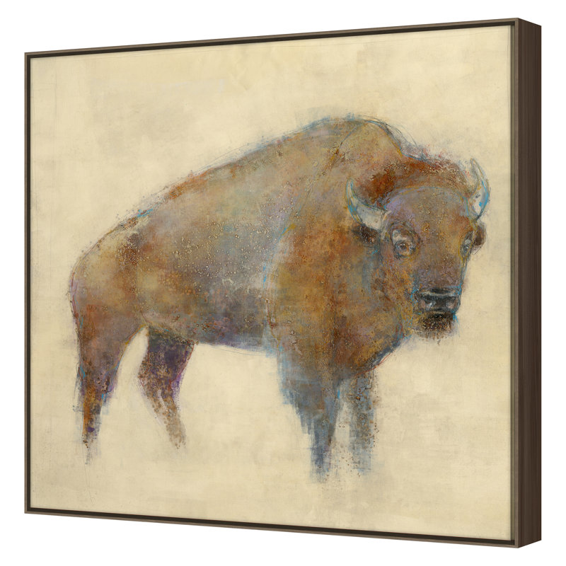 Bison Print by Maeve Harris, 50" H x 50" W x 2" D, Walnut Framed