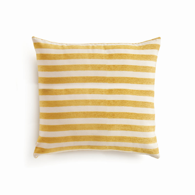 Polyester Indoor/Outdoor Pillow Cover & Insert, Square 20", Goldenrod/Cream