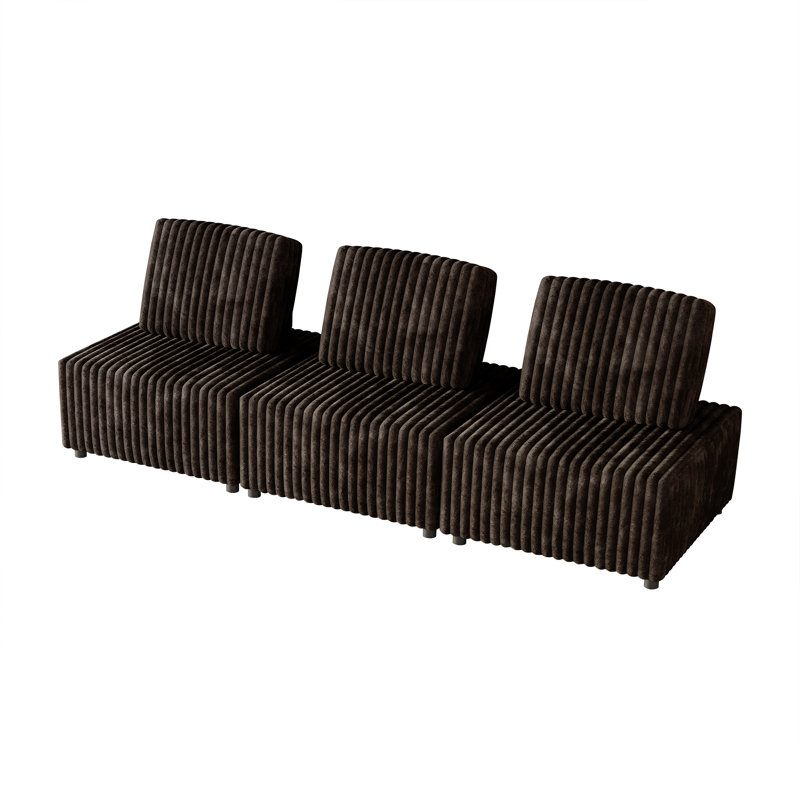 3-Piece Brown Velvet Modular Chair Set, Brown Velvet