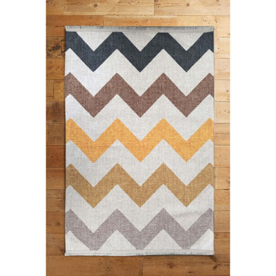 Tapis en coton tissé à la machine Edrin blanc / jaune / vert