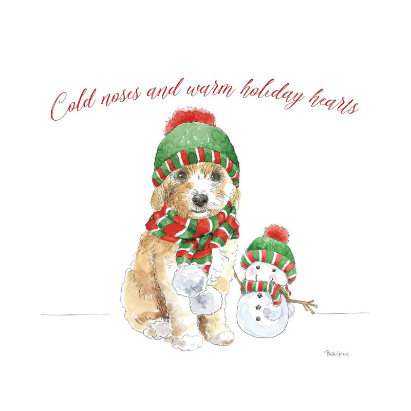Holiday Paws IV On White by Beth Grove - Wrapped Canvas Print, 93.98 cm H x 93.98 cm W x 1.91 cm D