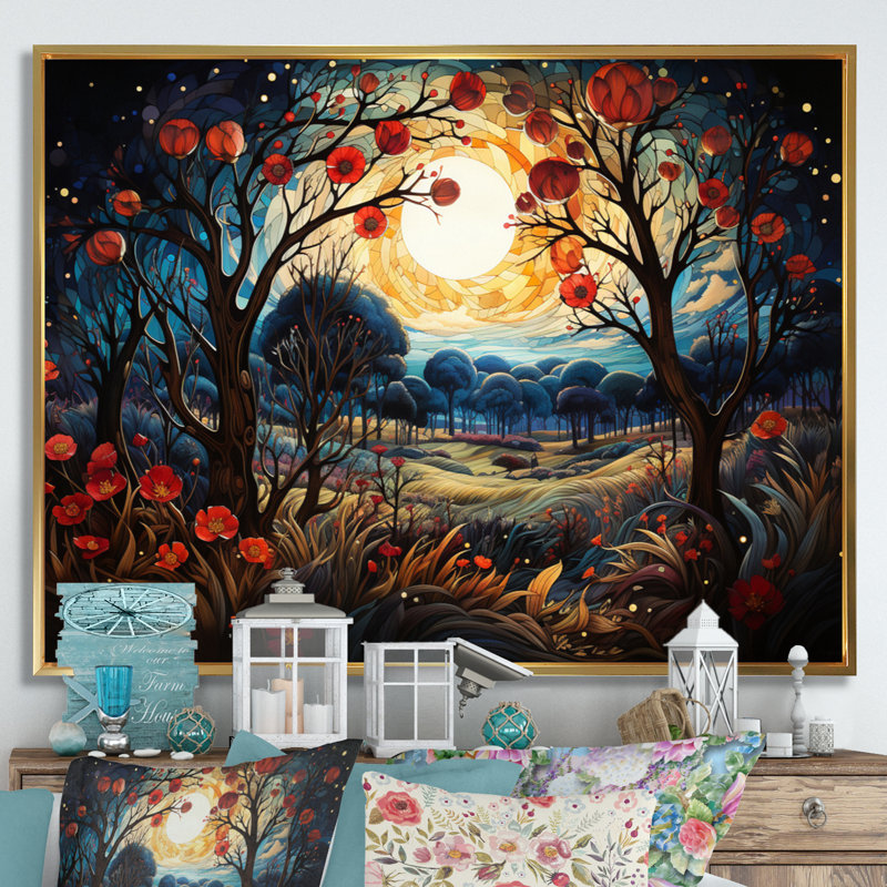 Judaism Orchard of Righteousness I - reproduction d'art, H 16 po x l 32 po x P 1 po, Cadre flottant doré