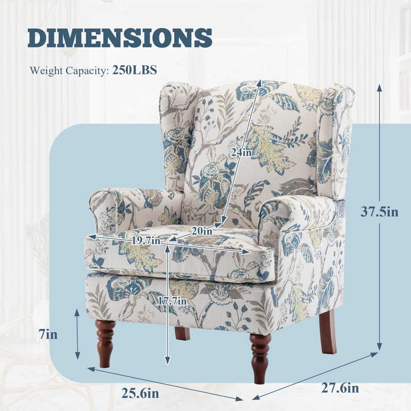 Devonn Upholstered Accent Chair, Blue Floral