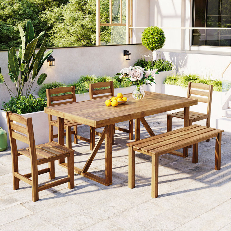 Ensemble de table et chaises d'extérieur en bois d'acacia de haute qualité, convenant au patio, au balcon et à la cour