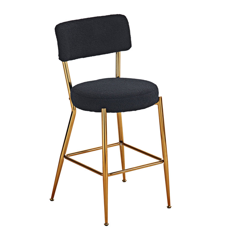 Tabouret de comptoir 24,8 po, Noir, Doré